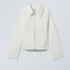 Distressed Twill Jacket – White Distressed Twill Jacket – White