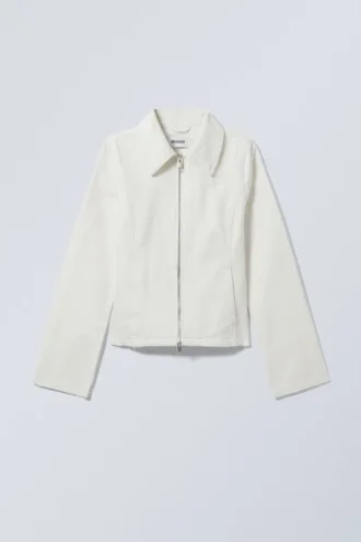 Distressed Twill Jacket – White