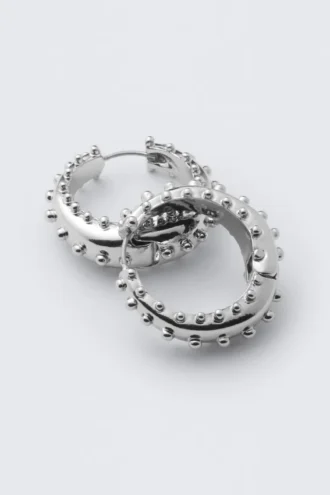 Dotted Hoop Earrings – Silver