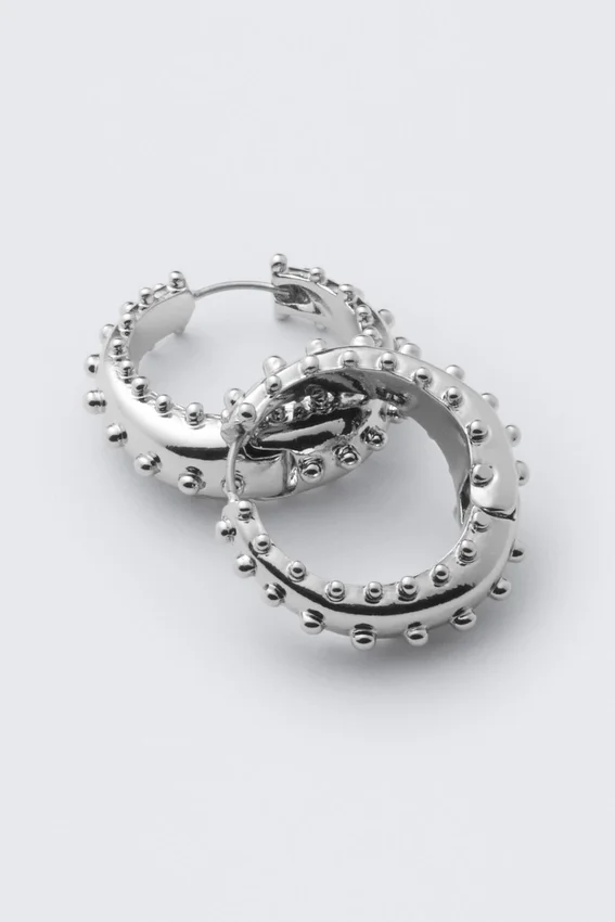 Dotted Hoop Earrings – Silver Dotted Hoop Earrings – Silver