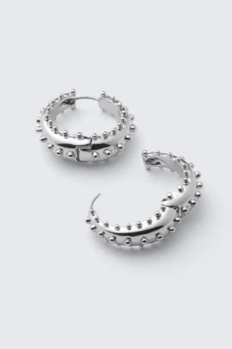 Dotted Hoop Earrings – Silver