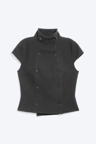 Double Breasted Cotton Top – Dark Grey