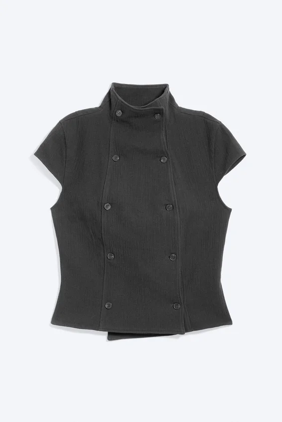 Double Breasted Cotton Top – Dark Grey Double Breasted Cotton Top – Dark Grey