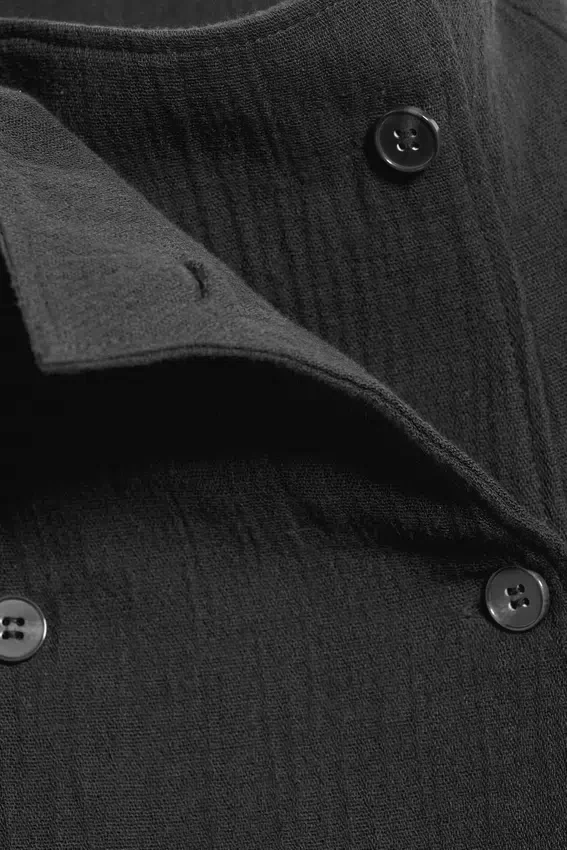 Double Breasted Cotton Top – Dark Grey Double Breasted Cotton Top – Dark Grey