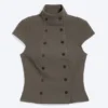 Double Breasted Cotton Top – Dark Mole Double Breasted Cotton Top – Dark Mole