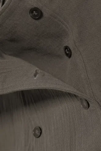 Double Breasted Cotton Top – Dark Mole