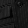 Double-Breasted Fitted Blazer – Black – Pinstriped Double-Breasted Fitted Blazer – Black – Pinstriped