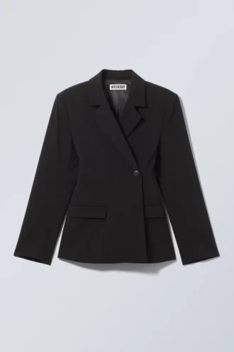 Double-Breasted Suiting Blazer – Black