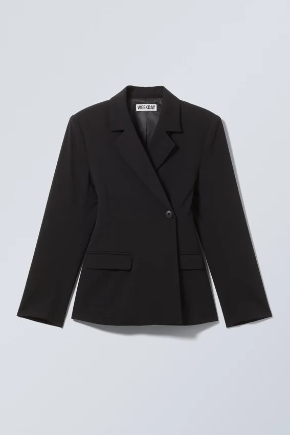 Double-Breasted Suiting Blazer – Black Double-Breasted Suiting Blazer – Black