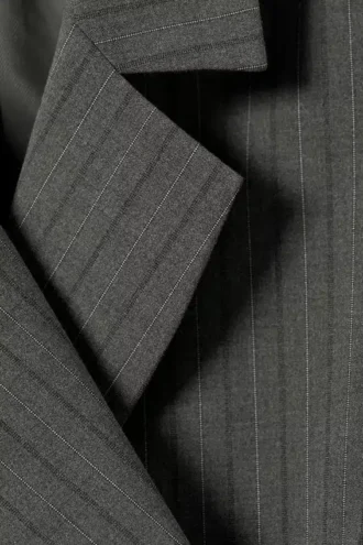 Double-Breasted Suiting Blazer – Striped Dark Grey Melange