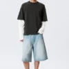 Double-Layered Cotton T-Shirt – Black & White Double-Layered Cotton T-Shirt – Black & White