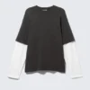 Double-Layered Cotton T-Shirt – Black & White Double-Layered Cotton T-Shirt – Black & White