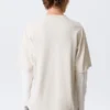 Double-Layered Cotton T-Shirt – Light Beige & White Double-Layered Cotton T-Shirt – Light Beige & White