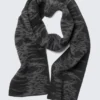 Double Layered Jacquard-Knit Scarf – Black Double Layered Jacquard-Knit Scarf – Black