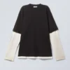 Double-Layered Long-Sleeved T-Shirt – Black & White