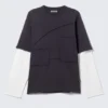Double Layered Panelled T-Shirt – Black & White Double Layered Panelled T-Shirt – Black & White