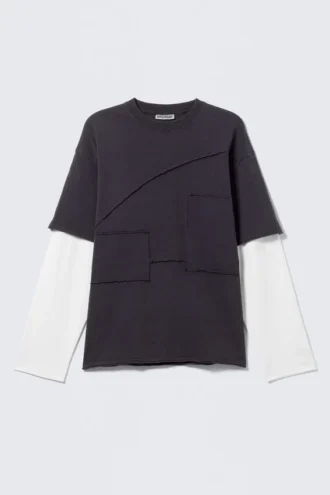 Double Layered Panelled T-Shirt – Black & White