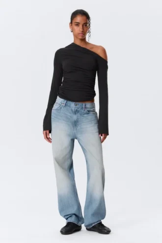 Drape Asymmetric Lyocell Top – Black