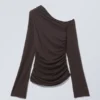 Drape Asymmetric Lyocell Top – Dark Brown Drape Asymmetric Lyocell Top – Dark Brown