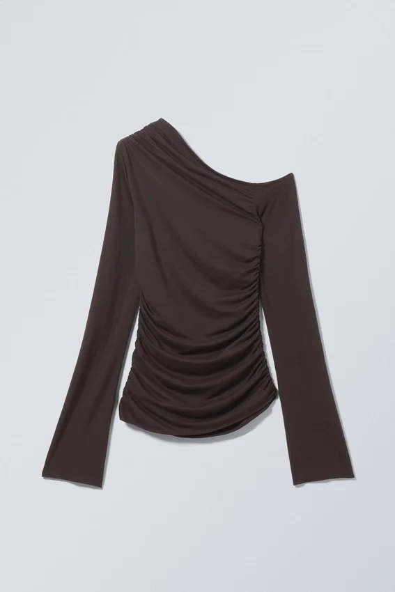 Drape Asymmetric Lyocell Top – Dark Brown Drape Asymmetric Lyocell Top – Dark Brown