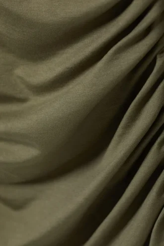 Drape Asymmetric Lyocell Top – Dusty Khaki Green