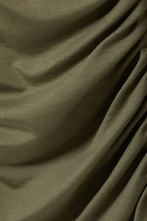 Drape Asymmetric Lyocell Top – Dusty Khaki Green Drape Asymmetric Lyocell Top – Dusty Khaki Green