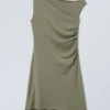 Drape Mini Dress – Dusty Khaki Green Drape Mini Dress – Dusty Khaki Green