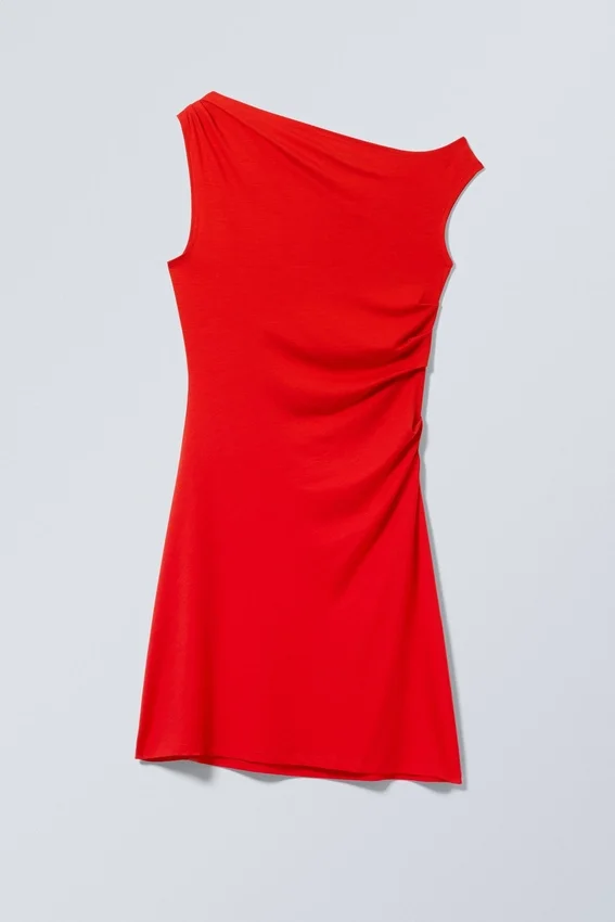 Drape Mini Dress – Red Drape Mini Dress – Red