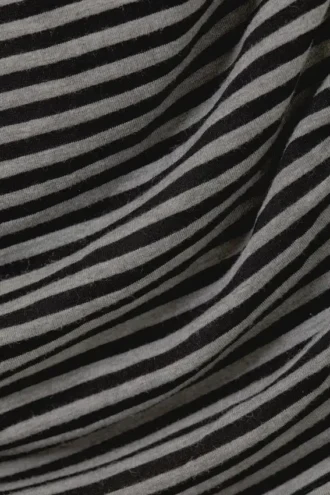 Draped Asymmetric Long-Sleeved Mini Dress – Black & Grey Stripes