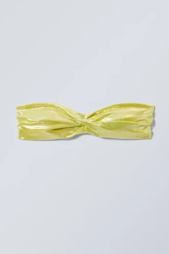 Draped Bandeau Bikini Top – Shiny Yellow
