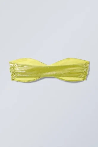 Draped Bandeau Bikini Top – Shiny Yellow