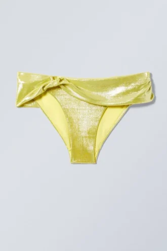 Draped Bikini Bottoms – Shiny Yellow