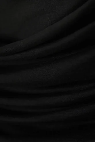 Draped Drawstring Maxi Skirt – Black