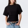 Draped Fitted T-Shirt – Black Draped Fitted T-Shirt – Black