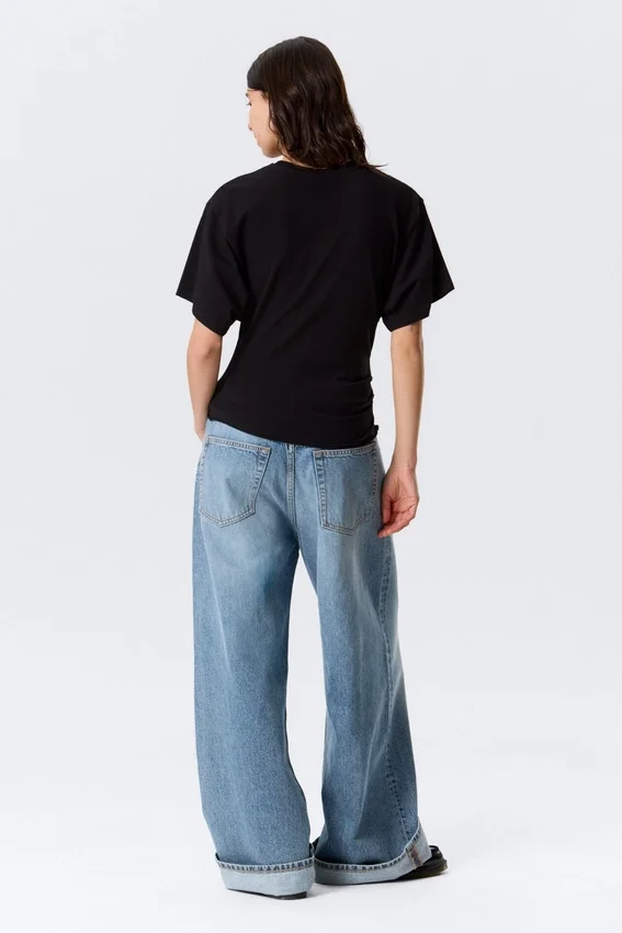 Draped Fitted T-Shirt – Black Draped Fitted T-Shirt – Black