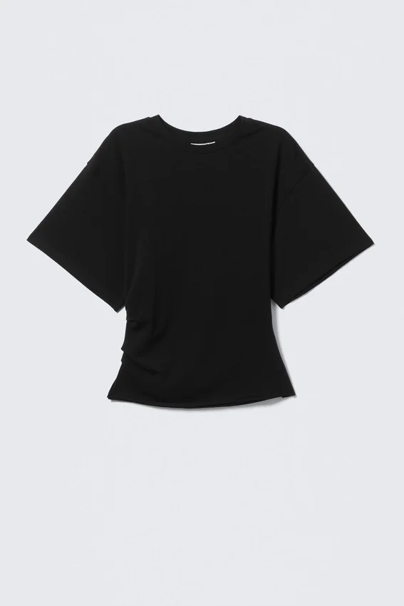 Draped Fitted T-Shirt – Black Draped Fitted T-Shirt – Black