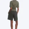 Draped Fitted T-Shirt – Dark Grey Stripe Draped Fitted T-Shirt – Dark Grey Stripe