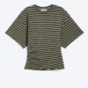 Draped Fitted T-Shirt – Dark Grey Stripe Draped Fitted T-Shirt – Dark Grey Stripe