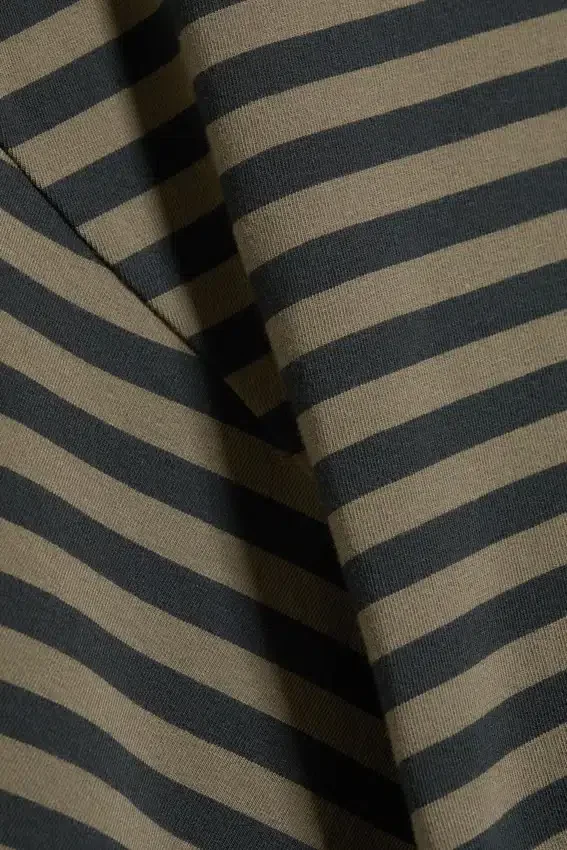 Draped Fitted T-Shirt – Dark Grey Stripe Draped Fitted T-Shirt – Dark Grey Stripe