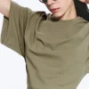 Draped Fitted T-Shirt – Dusty Khaki Green Draped Fitted T-Shirt – Dusty Khaki Green