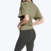 Draped Fitted T-Shirt – Dusty Khaki Green Draped Fitted T-Shirt – Dusty Khaki Green
