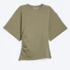 Draped Fitted T-Shirt – Dusty Khaki Green Draped Fitted T-Shirt – Dusty Khaki Green