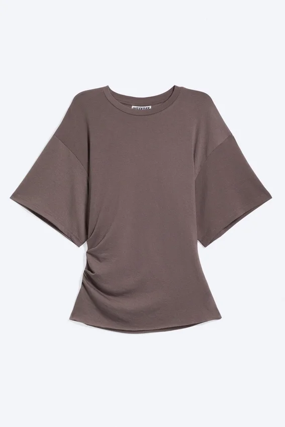 Draped Fitted T-Shirt – Dusty Plum Draped Fitted T-Shirt – Dusty Plum