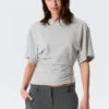 Draped Fitted T-Shirt – Grey Melange Draped Fitted T-Shirt – Grey Melange