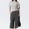 Draped Fitted T-Shirt – Grey Melange Draped Fitted T-Shirt – Grey Melange