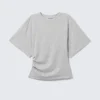 Draped Fitted T-Shirt – Grey Melange Draped Fitted T-Shirt – Grey Melange