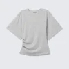 Draped Fitted T-Shirt – Grey Melange Draped Fitted T-Shirt – Grey Melange