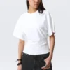 Draped Fitted T-Shirt – White