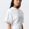 Draped Fitted T-Shirt – White