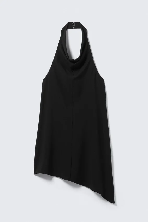 Draped Halter Cowl Neck Midi Dress – Black Draped Halter Cowl Neck Midi Dress – Black
